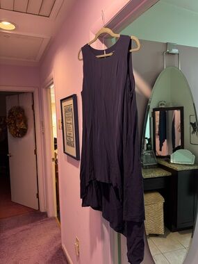 Eileen Fisher Size L Sleeveless Asymmetrical Deep Navy Dress